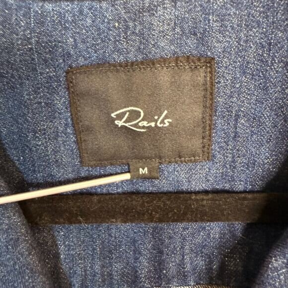 Rails Lisette Denim Mini Shirt Dress Women’s‎ Medium Blue Raw Hem NEW $248 - Picture 4 of 6